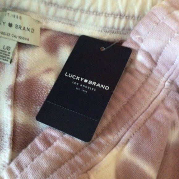 Lucky Brand Womens Mauve French Terry Drawstring Tie Dye Shorts Size Large - Picture 6 of 8